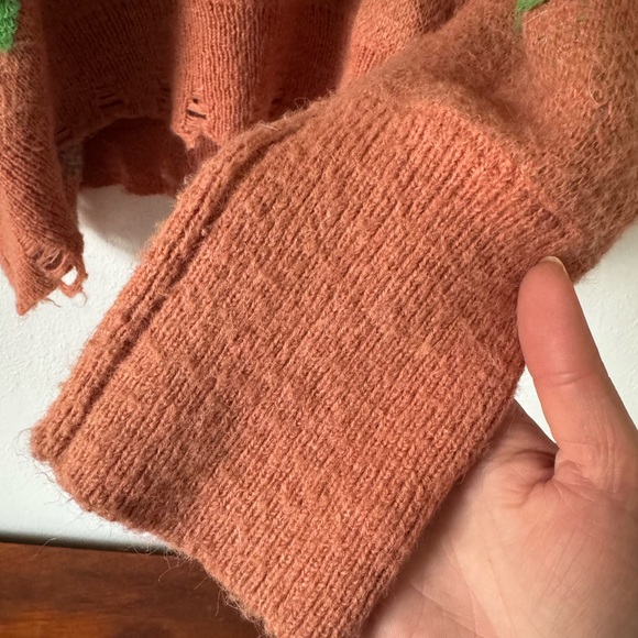 Anthropologie Floral Distressed Drop Shoulder V-Neck Sweater size extra large - Picture 12 of 14